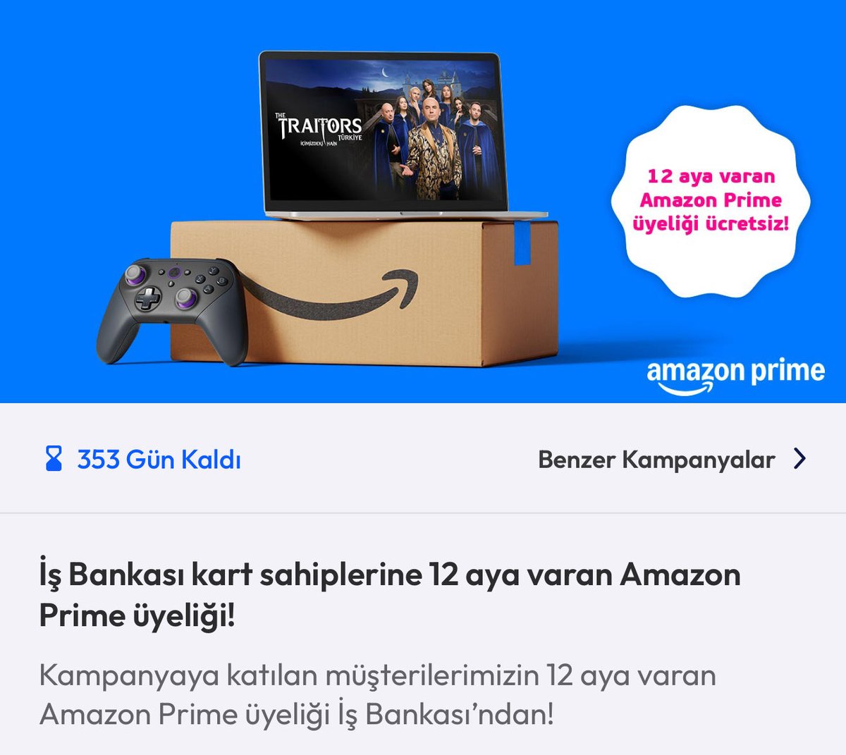 BayBirikim's tweet photo. İş Bankası kart sahiplerine 12 aya varan ücretsiz Amazon Prime üyeliği fırsatı. Kampanyaya katılmak için mevcut üyeliğiniz var ise önce onu iptal etmeniz gerekiyor. 

#işbirliği değil ama çok güzel kampanya kaçırmayın https://t.co/P5HFjV3BzN