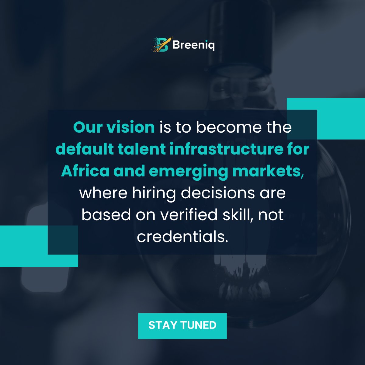 BreeniqHQ's tweet photo. At Breeniq, our vision is to become the default talent infrastructure for Africa and emerging markets, where hiring decisions are based on verified skill, not credentials.

#breeniq #education #employment #learning #hiring #talent #africa #technology #AI #artificialintelligence https://t.co/KMmPBCFpVz