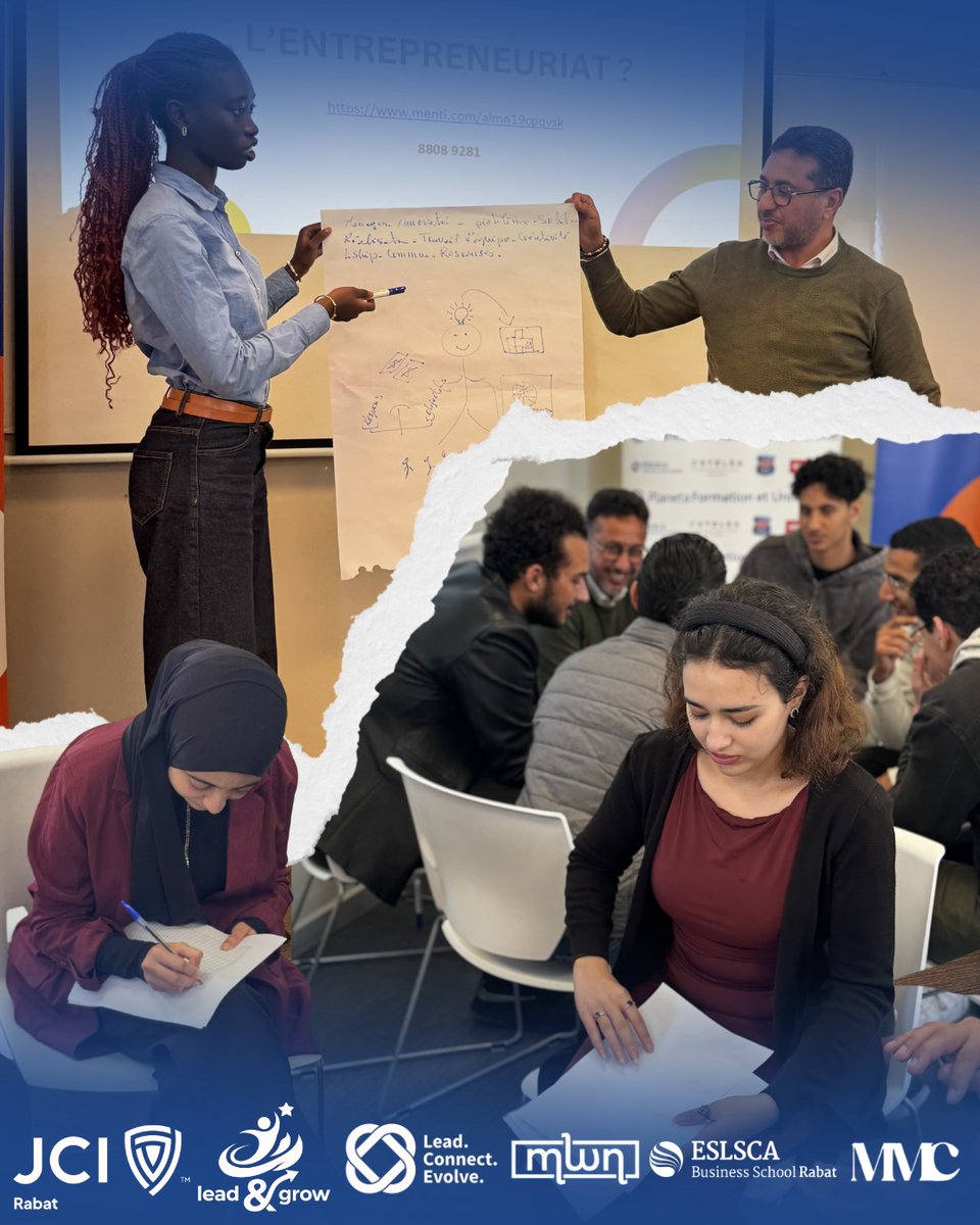 JCI_RABAT_'s tweet photo. Retour sur une Masterclass inspirante en entrepreneuriat 🚀
Des échanges enrichissants, des idées innovantes et une belle énergie partagée avec nos participants et partenaires. Merci à MMC.officielle &amp; Hind AZELMAT pour cette belle collaboration 🙌
#JCIRabat #Leadership https://t.co/bBmhtIR67q