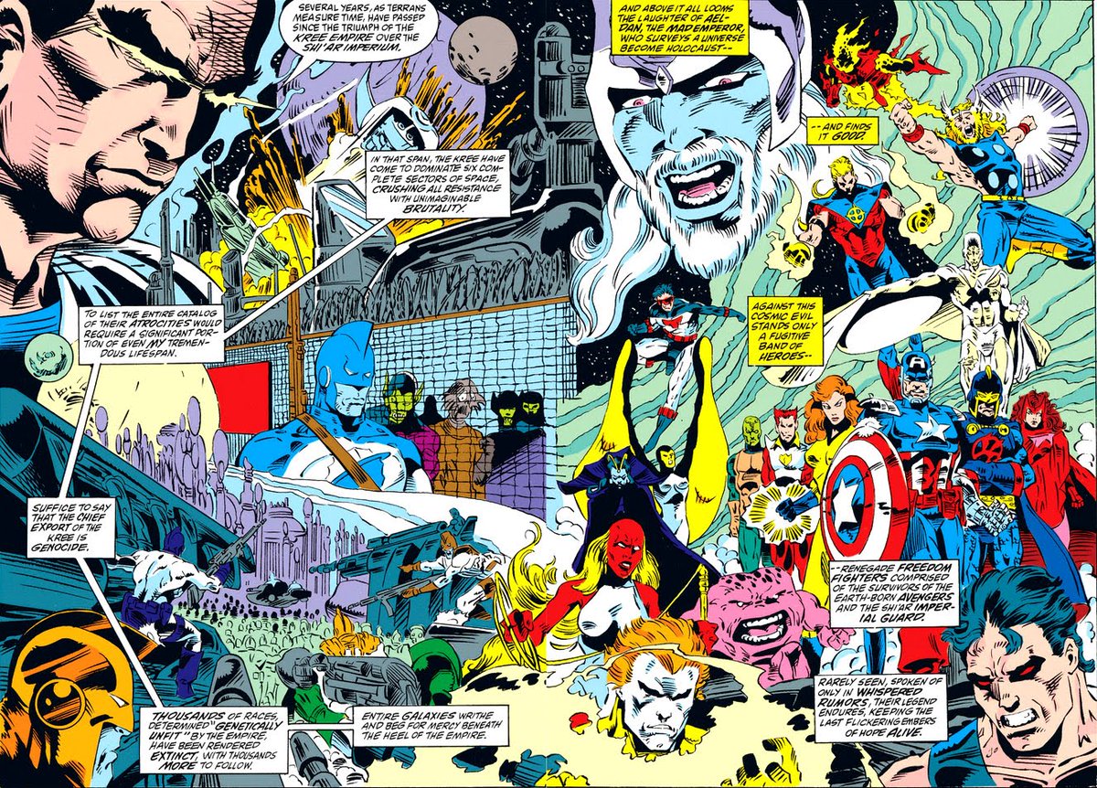 peerlesspower's tweet photo. The 1992 crossover Operation: Galactic Storm leads to a different end to the Kree/Shi'ar War in a What If tale, and a grim fate for the Avengers. Story by Len Kaminski, Craig Brasfield et al.
#avengers #marvel #comicbooks #comics #marvelcomics
Read more:
https://t.co/cu11E2iLu1 https://t.co/3Rv48YxPk9