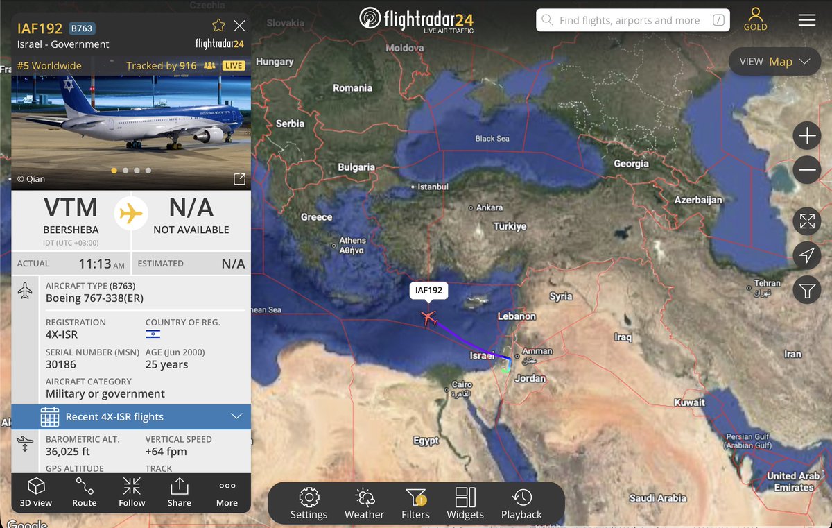 strikemaplive's tweet photo. 🚨 BREAKING: Israel's state aircraft "Wing of Zion" has departed Israeli airspace, per FlightRadar24.

This departure, along with Trump declaring the ceasefire to be on "life support" all point to a potential renewal in hostilities.

In the past year, prior to escalations:
-June 13, 2025: departed to Athens at the start of Rising Lion, stayed out through Midnight Hammer
-Feb 28, 2026: departed to Berlin via Greece during the strike that killed Khamenei

Follow for more coverage.