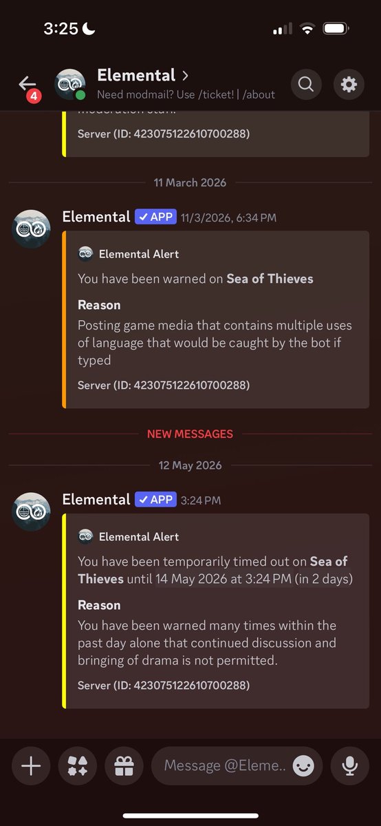 iiSmxyzXX's tweet photo. In true Sea of Thieves fashion, after the latest talk about Bruno occurred in the official Discord server, the moderation team went on a mass muting wave, effectively silencing anyone who made a comment on the matter, including a majority of civil comments. #SeaOfThieves https://t.co/5saDg8b3XC