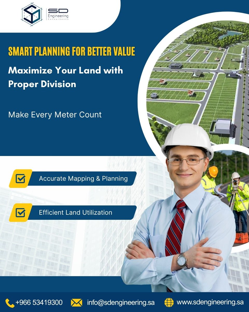 SD__Engineering's tweet photo. Unlock the full potential of your land!
With SD Engineering Consultants, get precise mapping, smart planning, and efficient land utilization to make every meter count
https://t.co/ZA3HhEFkjK
#LandPlanning #SmartEngineering #PropertyDevelopment #EfficientLandUse #MappingSolutions https://t.co/V79ROZV1Zo