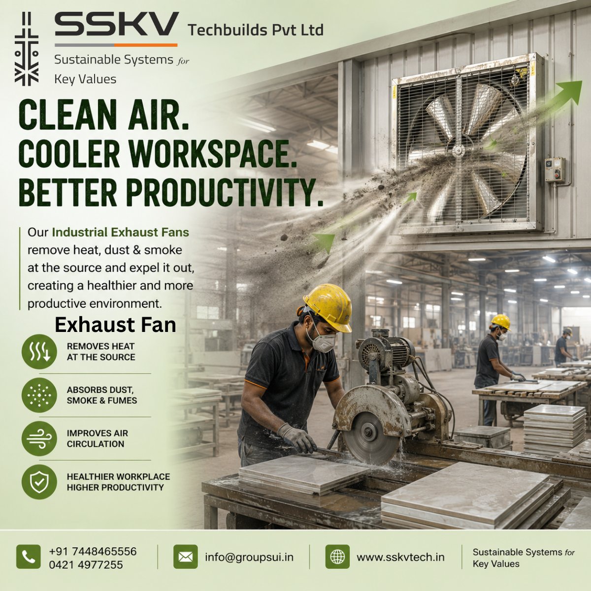 Sskvtech's tweet photo. Industrial Exhaust Fans are essential for creating a safer, cooler, and more productive work environment in manufacturing facilities. 🌬️🏭

📞 +91 74484 65556 | 0421 4977255
📧 info@groupsui.in
🌐 https://t.co/RW7mVBXvzP

#industrialexhaustfan #factoryventilation https://t.co/K0MIU3fNoY