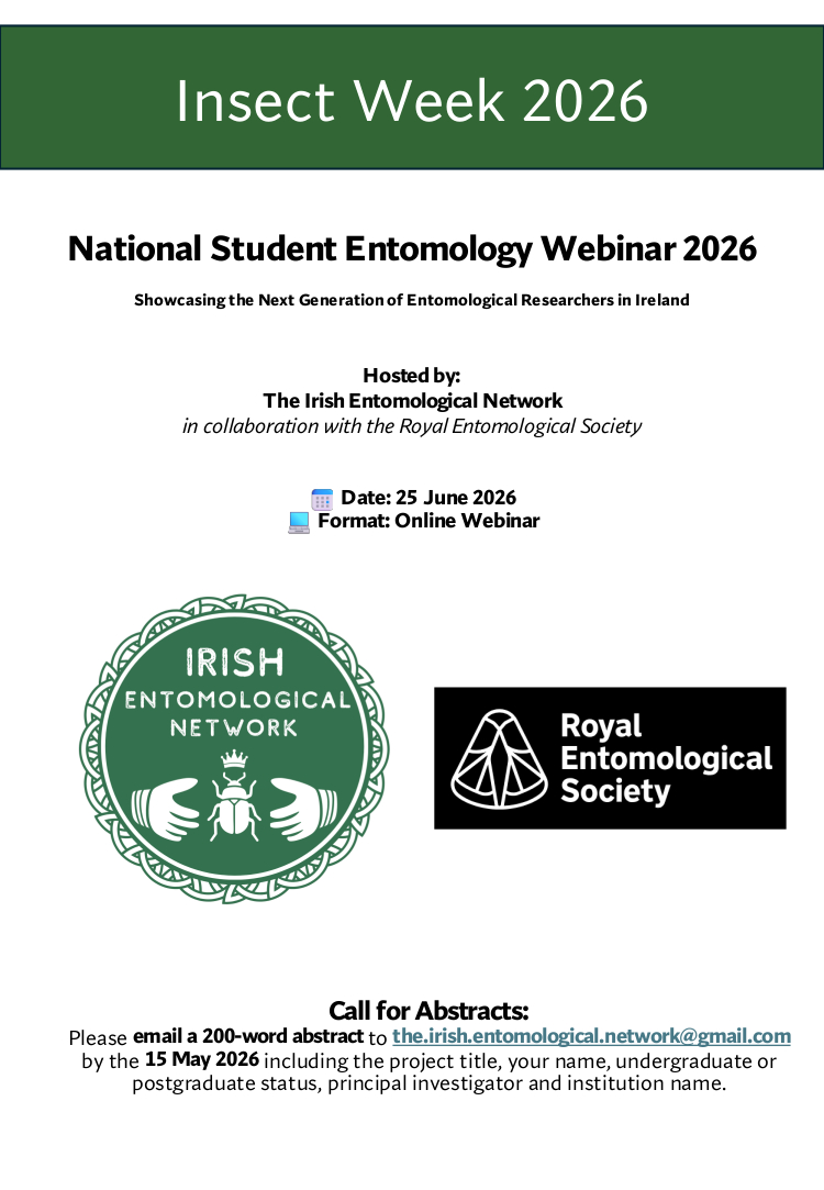 Ento_Net_Ire's tweet photo. A couples of days left to submit your abstract !!

Don't forget to submit your abstract to the Irish Entomology Student Webinar:
https://t.co/BOTlpVhUKk

#Insects #Insectweek https://t.co/4bmCbJKQ1A