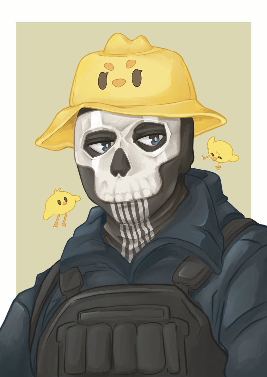 Kiumpy_art's tweet photo. I still love this Ghost fanart I did a while ago now, don’t know where the idea of COD characters with funny hats came from lol 
#callofduty #cod #fanart https://t.co/rGh03Wu75Y