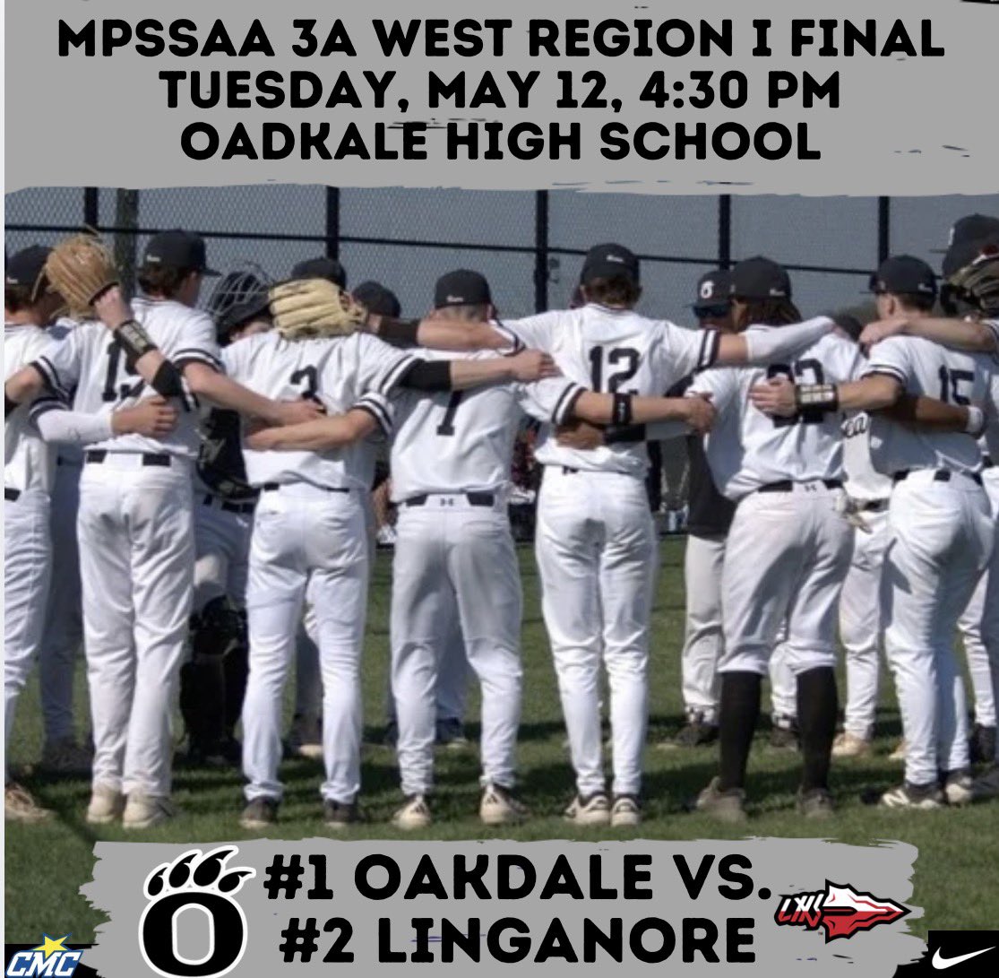 OakdaleBase's tweet photo. Bears take on Linganore today at 4:30 for the 3A West Region I championship at Oakdale #getem @Oakdale_Bears @PrepBaseballMD @XposureBSB @FrederickSports https://t.co/36rsDb0JsR