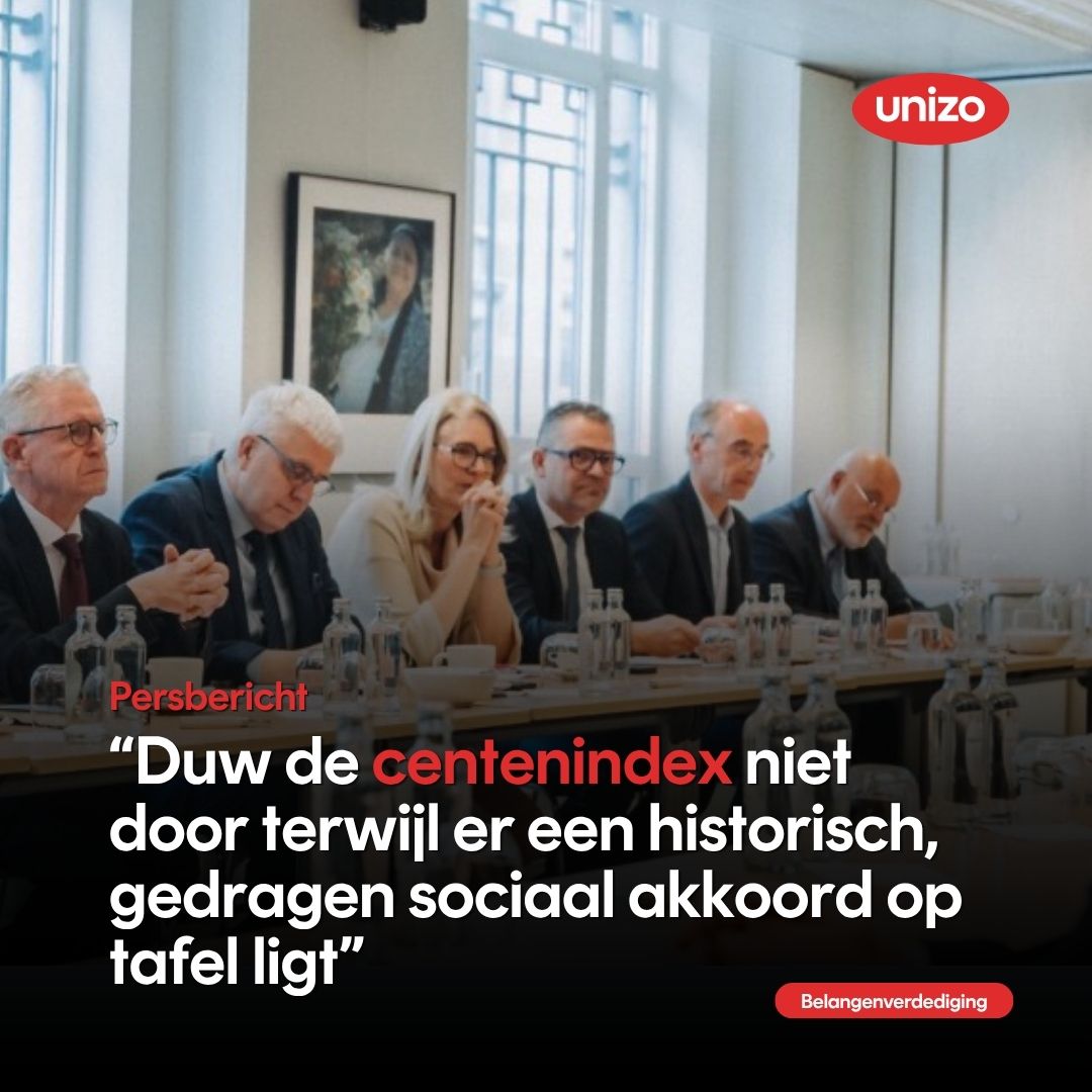 UNIZOvzw's tweet photo. De regering moet het akkoord van de sociale partners ernstig te nemen. Werkgevers én vakbonden bereikten samen een alternatief voor de centenindex, dat zorgt voor meer stabiliteit, minder grillige loonkosten en een correctere berekening van de inflatie.
https://t.co/BCVhBL2ArS https://t.co/RMMMJv3Jxs