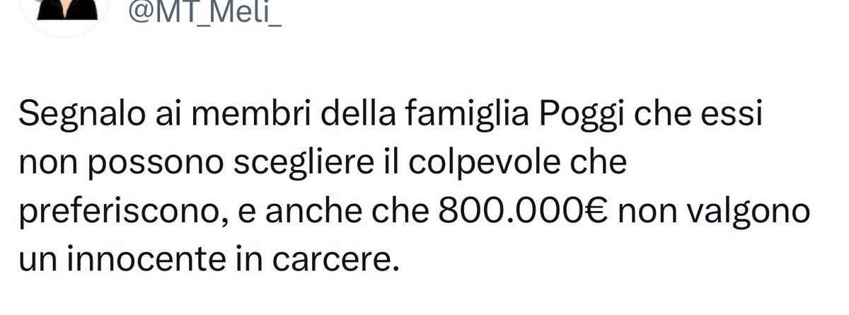stanzaselvaggia's tweet photo. Prima di scrivere ‘ste scemenze informatevi. Stasi doveva più di un milione di euro ai Poggi, si sono accordati per 700 000 euro. Ad oggi, dopo anni, ne hanno avuti circa la metà con cui hanno pagato avvocati e consulenze, il resto Stasi (che ha rinunciato all’eredità del padre chissà come mai) lo paga versando un quinto del suo stipendio da contabile. Se è vero come leggo su alcuni giornali che guadagna 1200 euro al mese, versa circa 240 euro al mese ai Poggi, che quindi saranno morti prima di essere risarciti. Riccà, almeno le cazzate scrivile col tuo vero nome con cui su Garlasco scrivi cose più blande, perché ovviamente te la fai sotto.