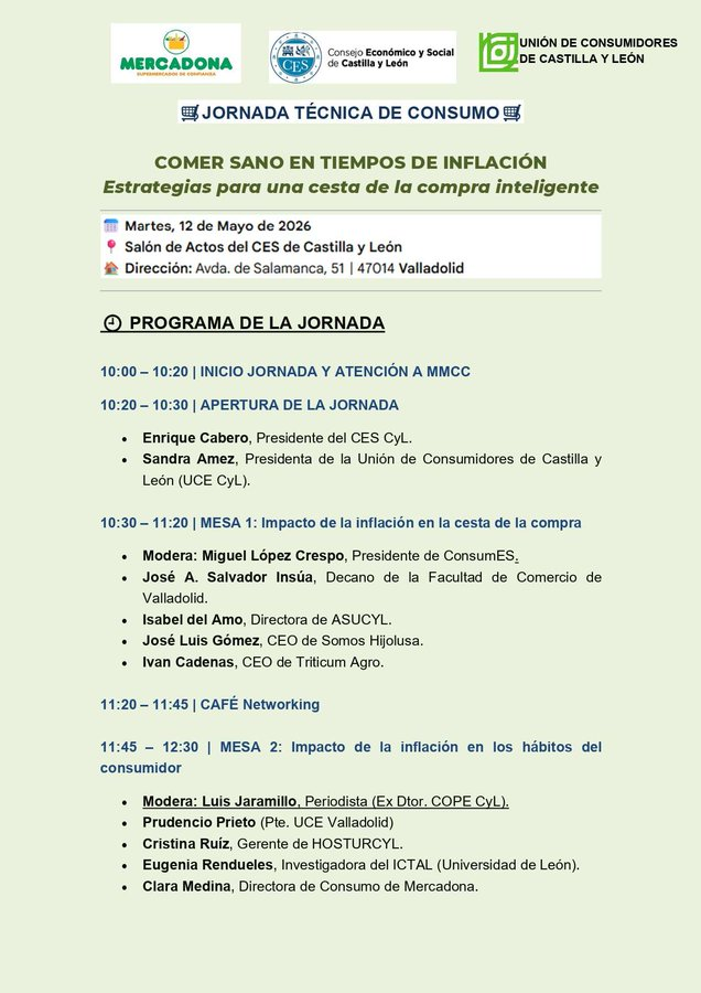 cescyl's tweet photo. 📸MESA 1: Impacto de la inflacción en la cesta de la compra en @cescyl con @ConsumEs_es @comercio_uva @asucyl @hijolusa @Triticum_Agro https://t.co/rEwKy3gl5N