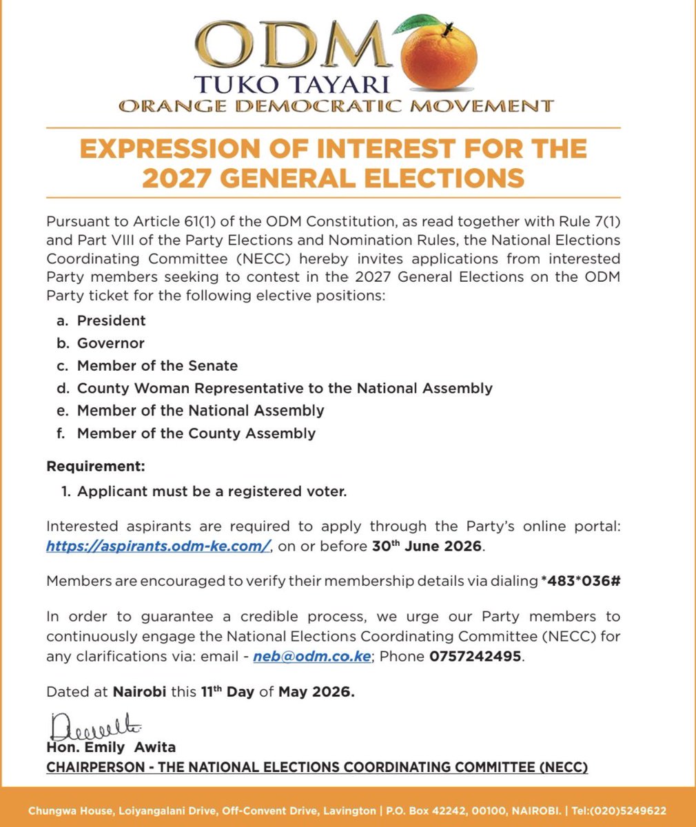gpdkaluma's tweet photo. NOTICE TO ALL ASPIRANTS:
The ODM Party assures all that the Nominations will be transparent, free and fair.
ODM - TUKO TAYARI 
🍊🍊🍊🍊🍊🍊🍊🍊🍊🍊🍊 https://t.co/oM585KsVdF