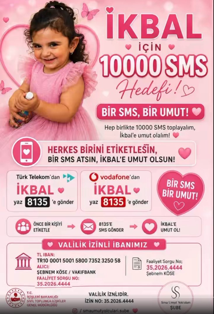 Bugün İkbal için el ele.

Etiketlediğim çok değerli kişiler, ben sizler adına 30 SMS gönderdim.

Size bunu paylaşır ve en az 3 kişiyi etiketlerseniz çok sevinirim.

Sizde “İKBAL” yazıp 8135’e sevdiğiniz biri için 1 SMS gönderir misiniz? (Vodafone ve Türk Telekom)

<a href="/Omralishnr/">Ömer Ali Şahiner</a>