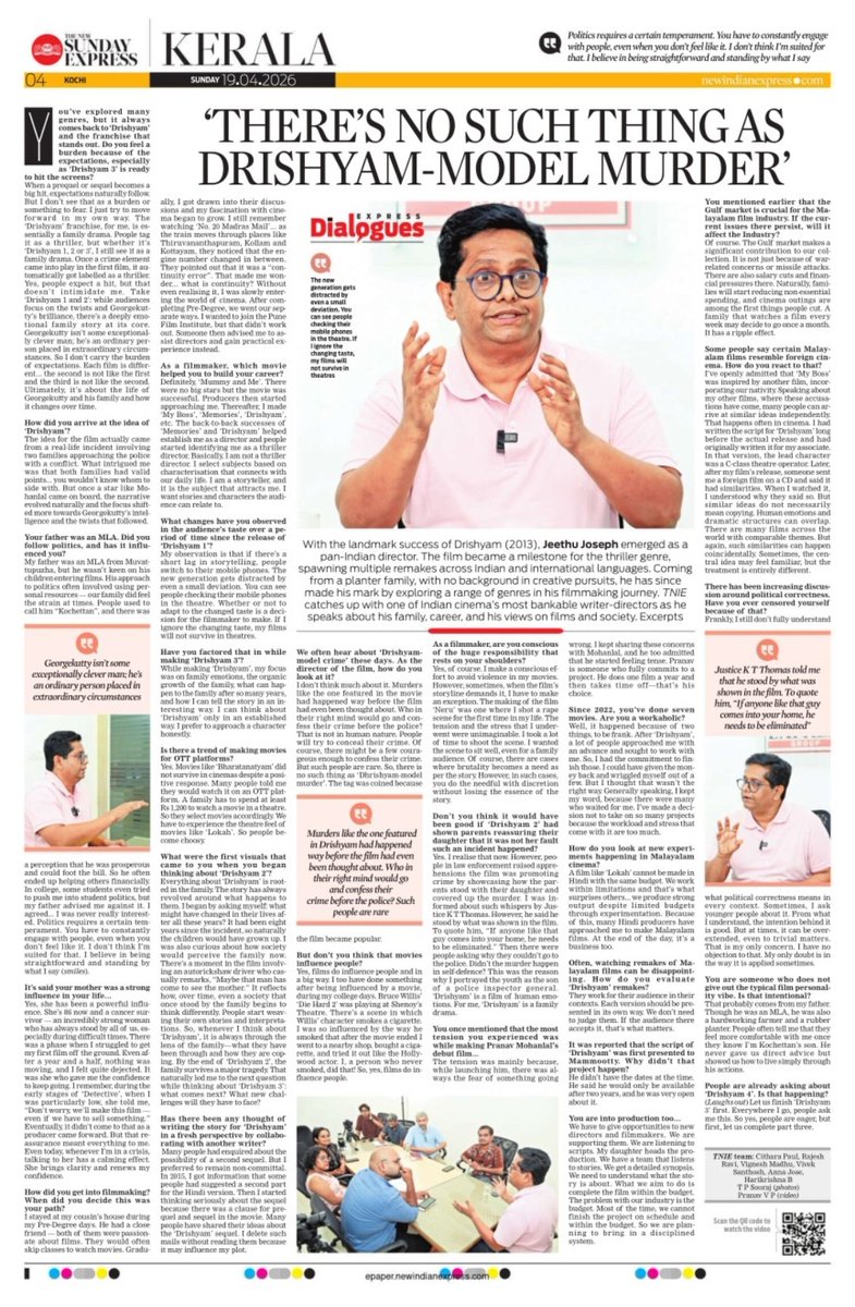 pendown's tweet photo. #ExpressDialogues | 'There’s no such thing as drishyam-model murder': Director Jeethu Joseph talks to @NewIndianXpress @xpresskerala ahead of #Drishyam3. Do read. https://t.co/Q8BSPDP4cp https://t.co/JFntZN86UO