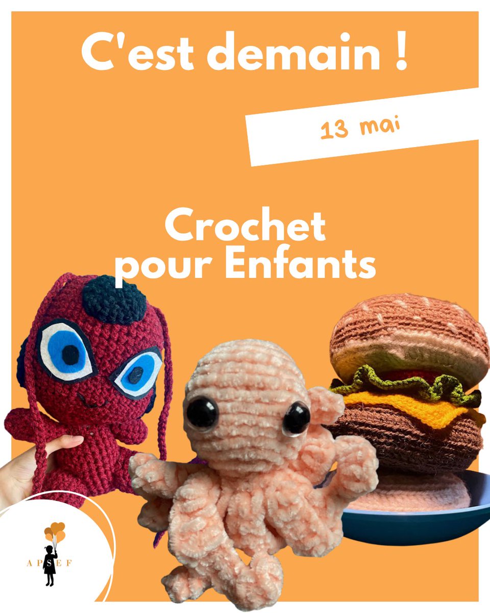 _apsef's tweet photo. [C'est demain 📅]
#Créativité, patience, concentration, dextérité, calme... le #crochet c'est tout ça et plus encore !
Notre 1er atelier c'est demain !
Pour les 8 à 12 ans 👉️ https://t.co/axVTFq1kAs
#parentalité #loisirscréatifs #activitémanuelle #courbevoie #enfants #famille https://t.co/N7DbaDEGRt