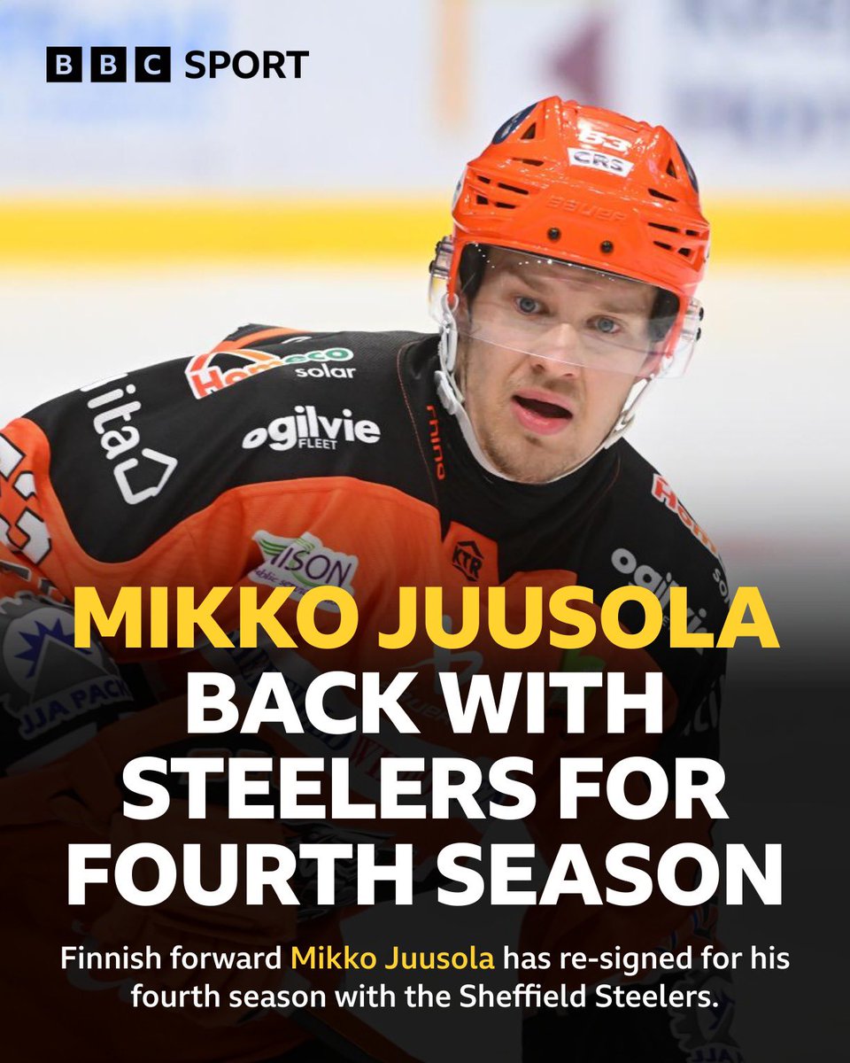 _PeterSpencer's tweet photo. BREAKING: Sheffield Steelers have announced the return of Finnish forward Mikko Juusola, who returns for his fourth season with the club. 
The former Grand Slam champion scored 17 goals and 46 points in 60 games for the Steelers last season. 
📸 Dean Woolley https://t.co/SQNWGOcIBE