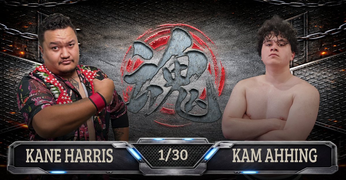 NJTamashii's tweet photo. 5 days until #njpwTAMASHII MAYHEM

#NJMayhem marks the debut of Kane Harris, while Kam Ahhing awaits on the TAMASHII shores. Converging on #Auckland, Harris &amp; Ahhing signal the next wave.

🗓️ Sat 16 May
📍 Māngere Arts Centre
🕡 6:30PM | 🔔 7PM
🎟  https://t.co/D36bTeiqcj

#njpw https://t.co/6iU0ZFq6EH