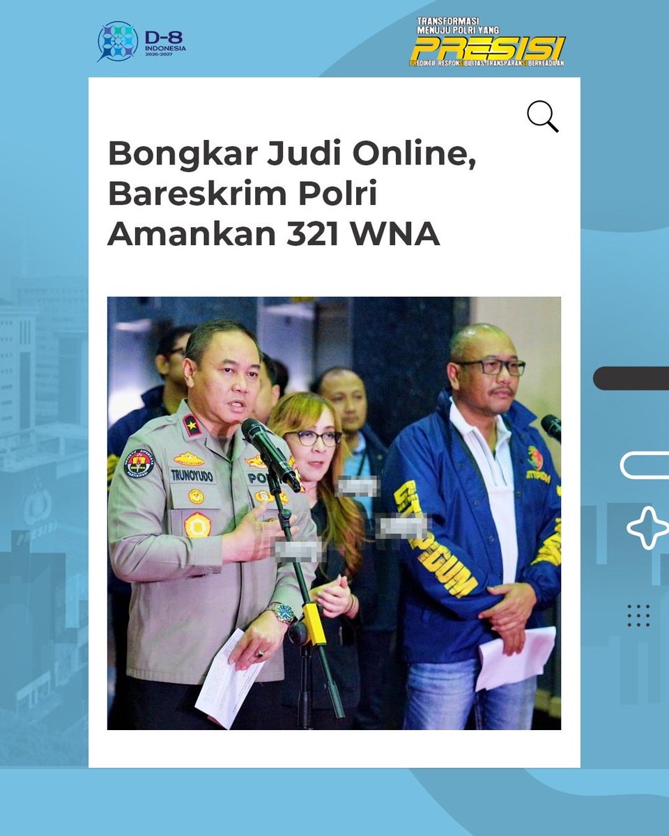 Bareskrim Polri membongkar praktik judi online jaringan internasional di Jakarta Barat dan mengamankan 321 WNA dari berbagai negara saat beroperasi. #BasmiLawanKejahatan Wujud Upaya Memberantas Kriminalitas di Indonesia