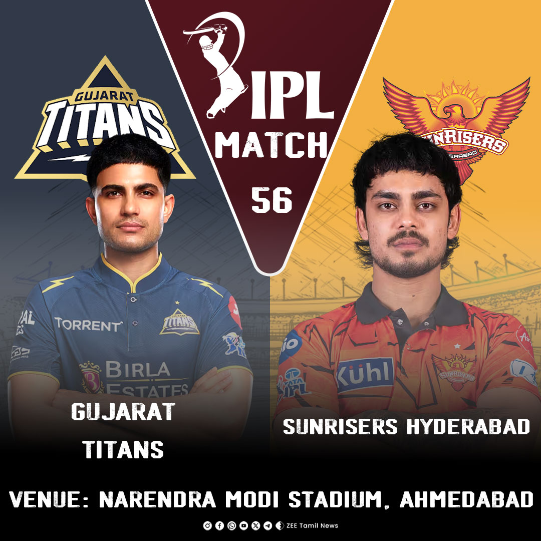 ZeeTamilNews's tweet photo. #SportsUpdate | இன்று... GTvsSRH
#ZeeTamilNews | #IPL2026 | #GTvsSRH | #Match56 https://t.co/NX5adj8Esg