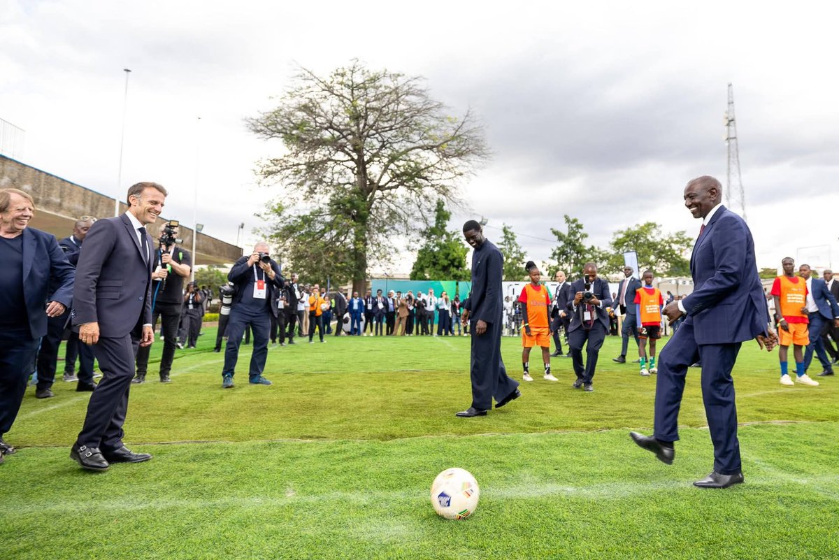 husseinmoha's tweet photo. The Africa Forward Summit 2026 brought together sports and leadership in a powerful way. I joined CAF President Dr. Patrice Motsepe to witness several matches at the sports demonstrations in the presence of H.E. The President Dr. William Samoei Ruto, France President Emmanuel Macron, and President Bassirou Diomaye Faye from Senegal.

Sports is a key pillar in shaping the future of this country. The level of talent we have is undeniable, and it deserves the right platforms, mentorship, and investment to thrive.

I also had the honor of introducing some of our legends to President Motsepe. He encouraged them to continue mentoring the young generation of athletes as they form an integral part of the future of Kenyan football.