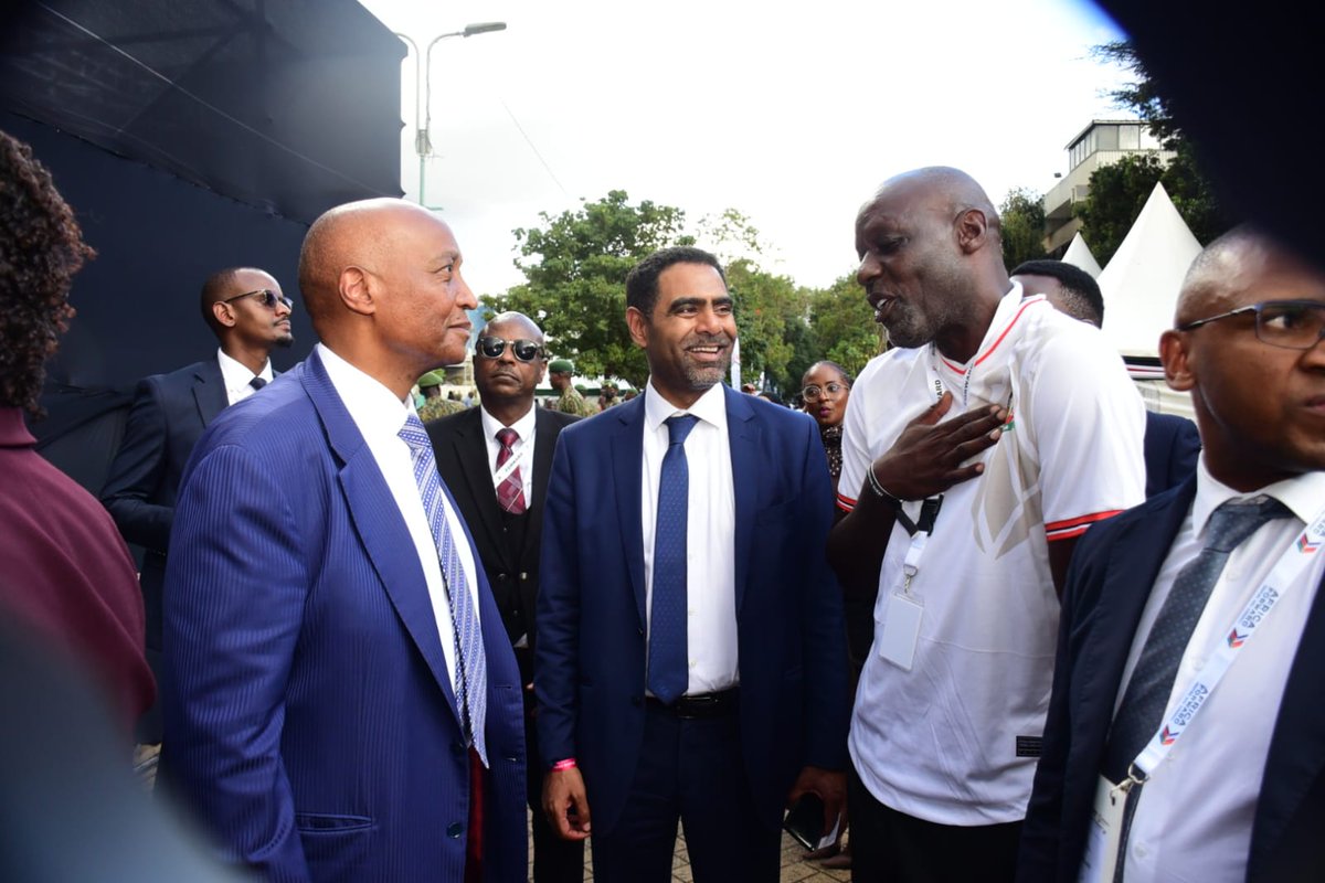 husseinmoha's tweet photo. The Africa Forward Summit 2026 brought together sports and leadership in a powerful way. I joined CAF President Dr. Patrice Motsepe to witness several matches at the sports demonstrations in the presence of H.E. The President Dr. William Samoei Ruto, France President Emmanuel Macron, and President Bassirou Diomaye Faye from Senegal.

Sports is a key pillar in shaping the future of this country. The level of talent we have is undeniable, and it deserves the right platforms, mentorship, and investment to thrive.

I also had the honor of introducing some of our legends to President Motsepe. He encouraged them to continue mentoring the young generation of athletes as they form an integral part of the future of Kenyan football.