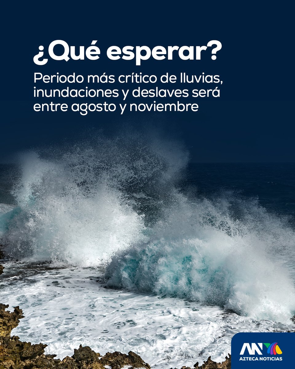 AztecaNoticias's tweet photo. Se acerca la temporada de huracanes 2026⁣ 🌀
⁣
De acuerdo con el Servicio Meteorológico Nacional y especialistas de la @UNAM_MX, este año se espera una actividad muy intensa, especialmente en el Pacífico, donde el fenómeno de "El Niño" jugará un papel clave.⁣
⁣
📍 Fechas clave:⁣
15 de mayo: Inicio en el Pacífico⁣
⁣
1 de junio: Inicio en el Atlántico⁣
⁣
30 de noviembre: Cierre oficial de la temporada⁣

Lee más: https://t.co/PXGxGPgpUa
