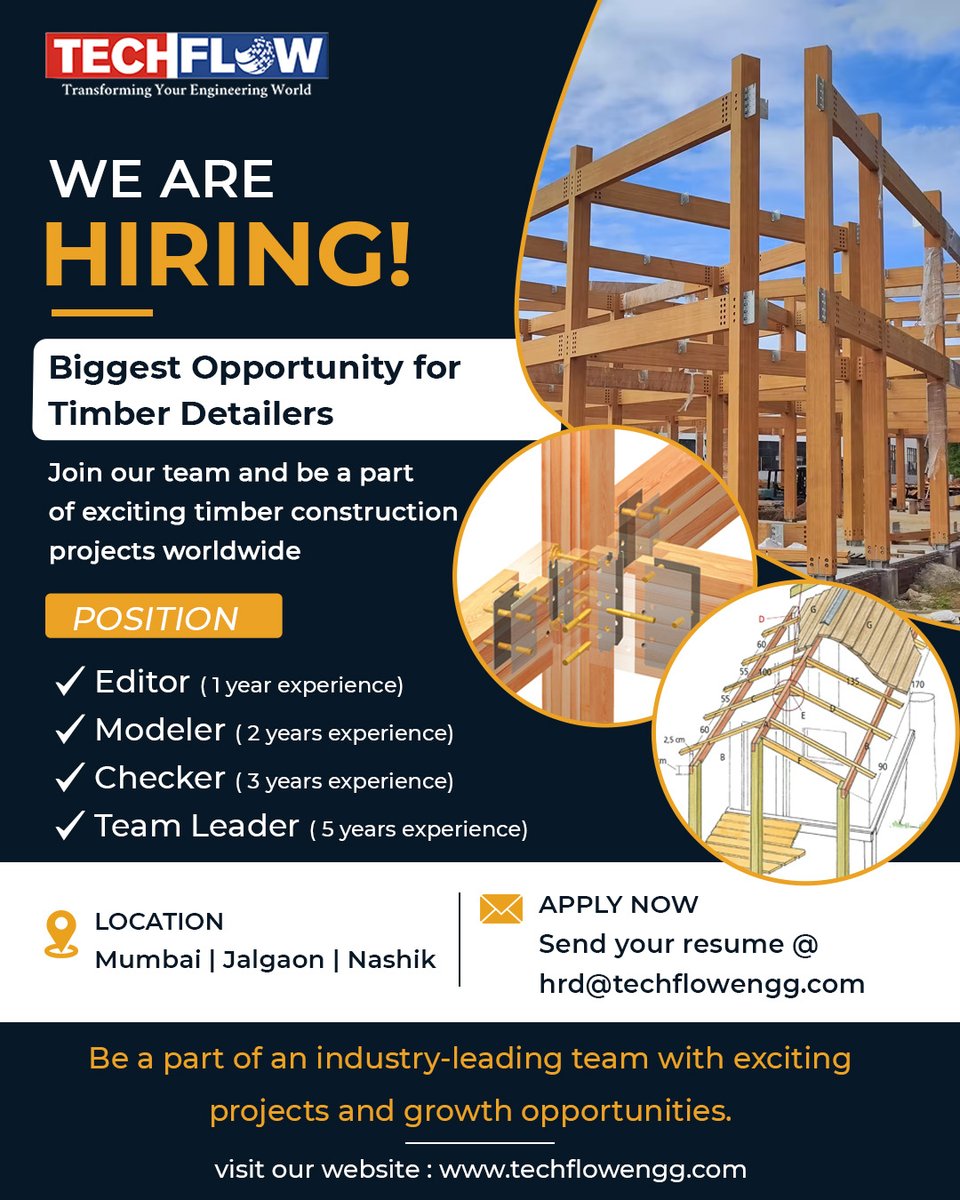 techflowengg's tweet photo. 🔥 Ready to level up your career in the timber construction industry? 🌲🏗️

Join a forward-thinking team where innovation meets global opportunities.

Apply today hrd@techflowengg.com

#HiringNow #TimberIndustry #EngineeringCareers #ConstructionJobs #Techflow https://t.co/2ifXdZqhBx