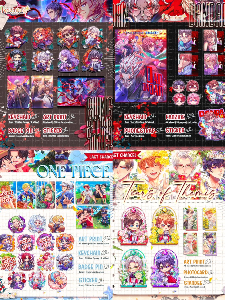 kekentang_'s tweet photo. 🌟 Shares are very appreciated! 🌟
#cf22 catalogue

🍀 Booth G48 - Kekentang Merch 
✨ both days
📅 16-17 Mei 2026 - ICE BSD

Fandom: Frieren Beyond Journey’s End, Honkai Star Rail, Bungou Stray Dogs, DanDaDan, One Piece (last chance!), Tears Of Themis (last chance!)

#comifuro22 https://t.co/e5yyZGS3ov