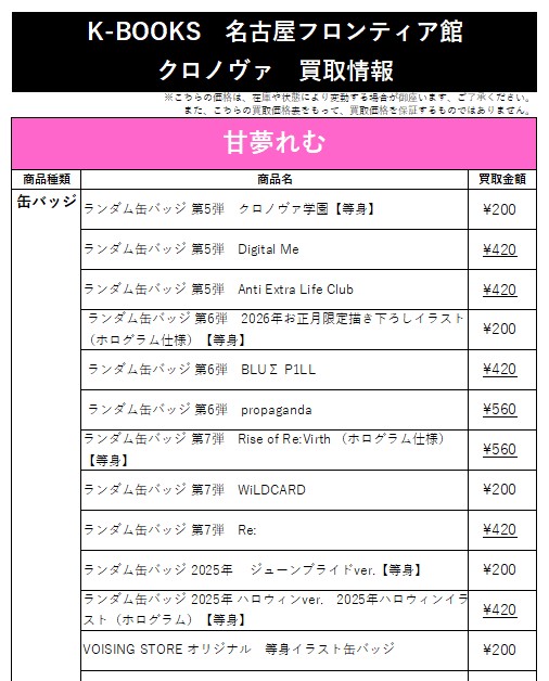 甘夢れむ Anti Extra Life Club 缶バッジ 第5弾 36点 クロノヴァ 缶バッジ 甘夢れむ Anti Extra しの Anti Extra Life Club 缶