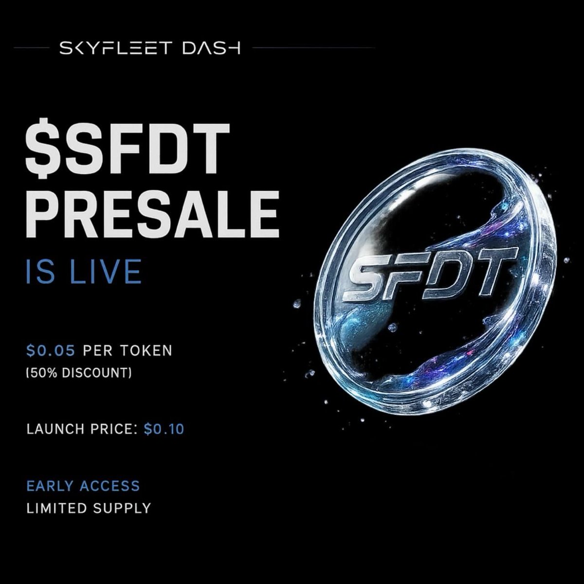 Metablockchain0's tweet photo. $SFDT Presale is coming May 15.

SkyFleet Dash is spacecraft racing where you wager $SFDT, race against real players, and win. 

🔺 Every transaction burns 2% of supply.
🔺 Round 1: $0.05 + 10% bonus tokens.

discord : https://t.co/C6vI8JP2Oy
X : https://t.co/bExkQ0agbG
telegram: https://t.co/7FLzVgkNbk

Learn more 👉 https://t.co/jF8waNUdyC