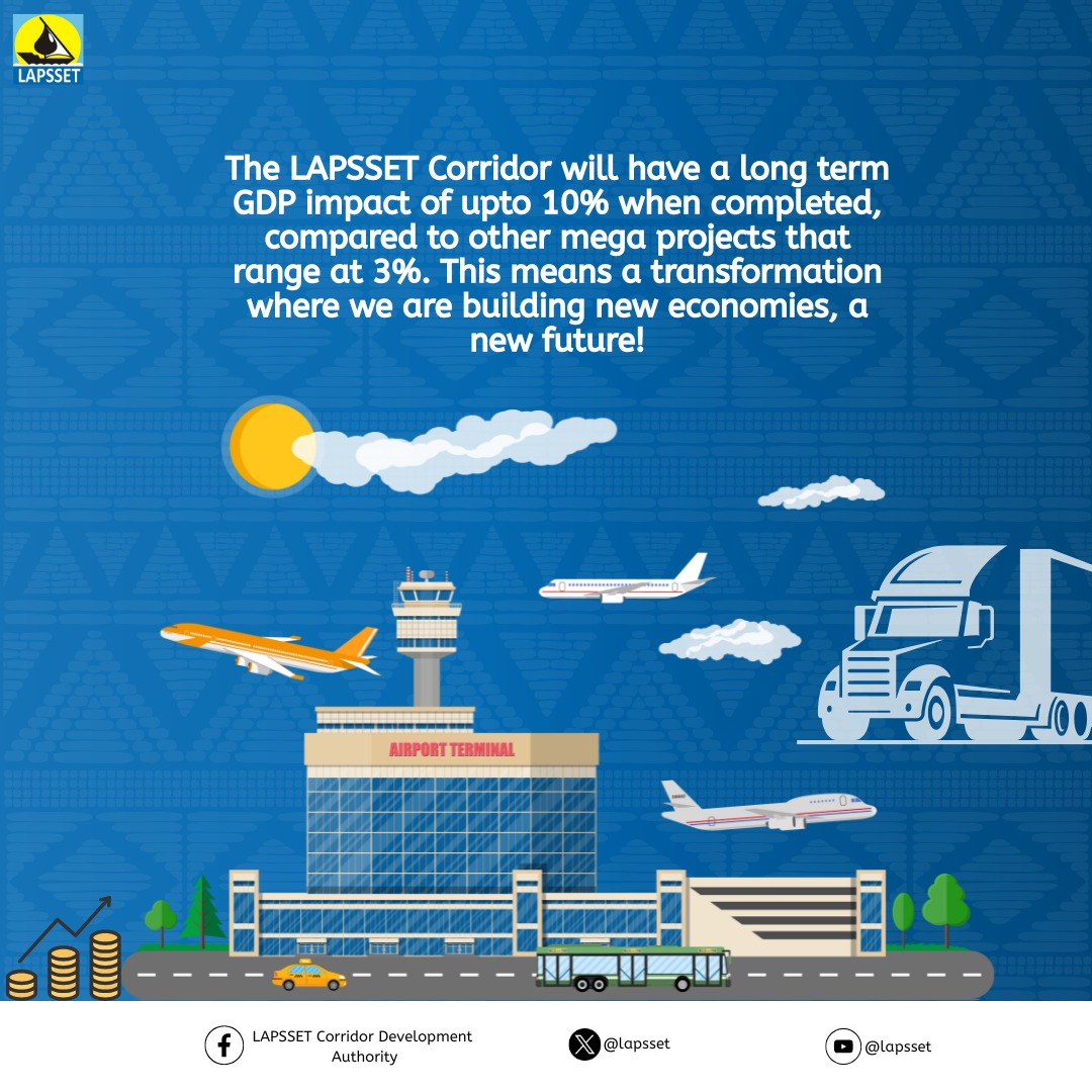 lapsset's tweet photo. It is a coordinated system of:

🚢Port. (Existing)
🛣️Highways. (Existing and ongoing)
🚉Rail. ([Planned)
⛽️Oil pipelines. (Planned)
✈️Airports. (Existing and Planned)
👨‍🏭Special Economic Zones. (Existing and Planned)
🏨Resort Cities. (Planned)
💡🛜 Utility Infrastructure.  (Planned)

#StrategicInfrastructure #GlobalTrade #TradeCorridors #Maritime