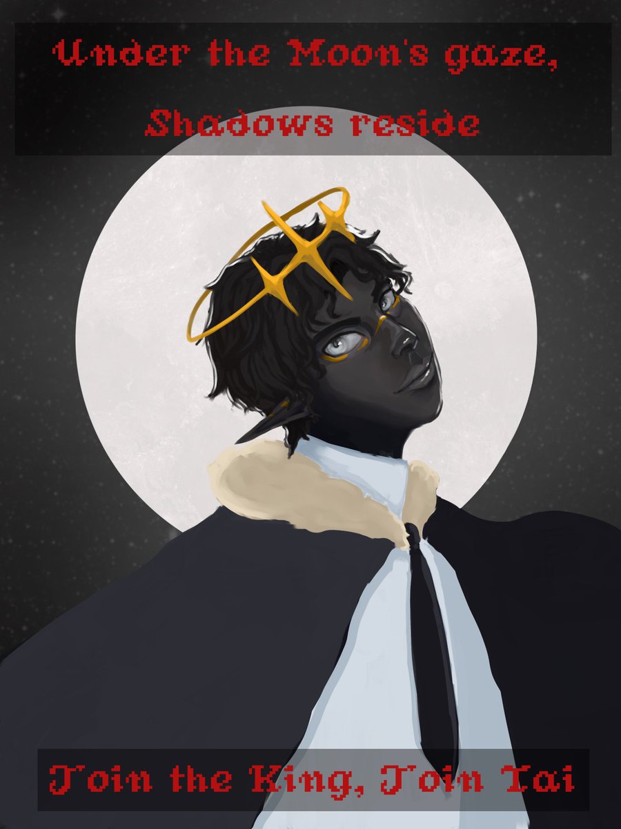 Morselly9's tweet photo. #TAITAKEOVER #TEAMTAI #TAIMCFANART Under the moon’s gaze, shadows reside.
Join the King, Join Tai
(credits @SolFlora_ for lines) https://t.co/3JRAjQEBY0