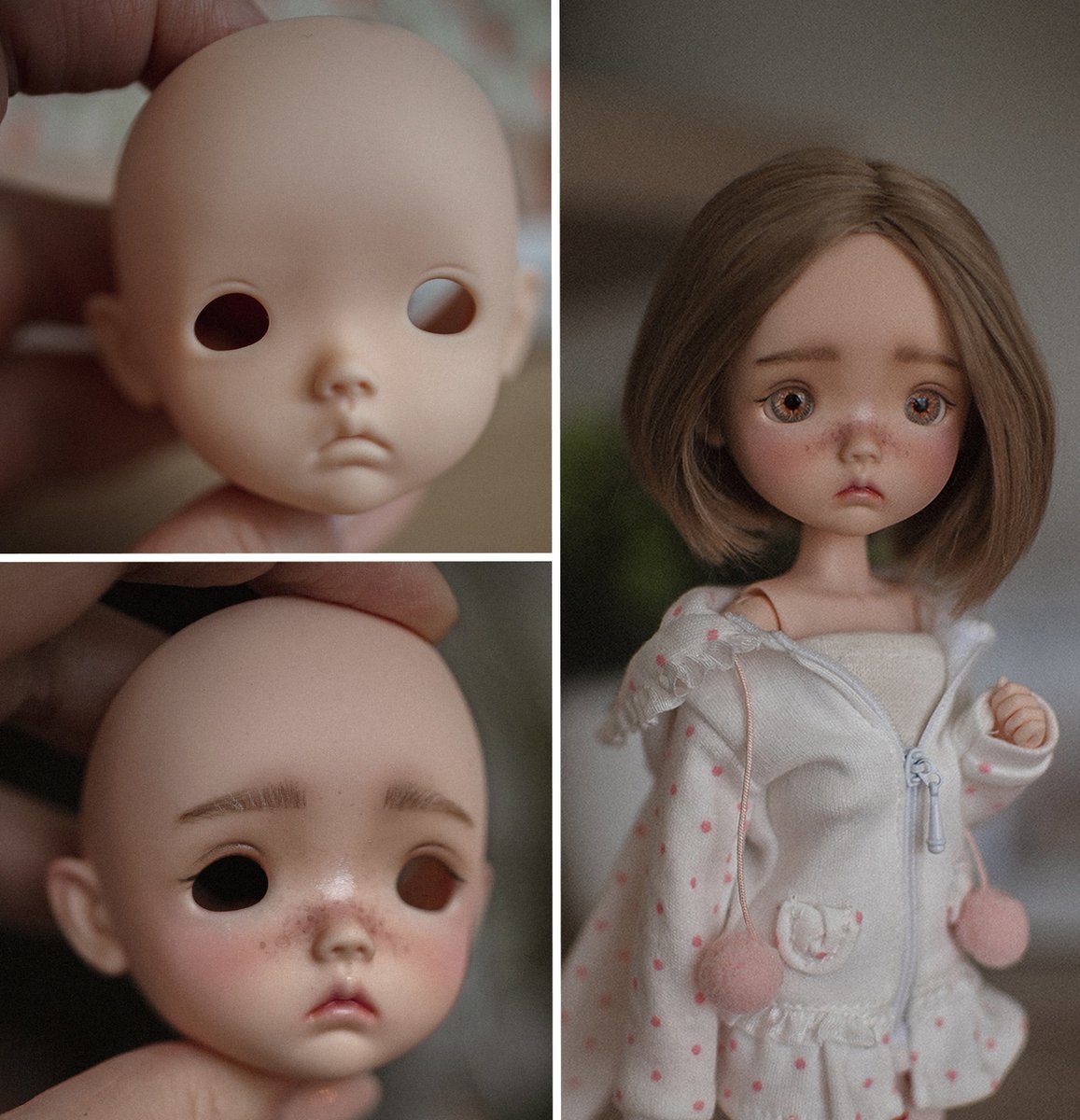 UNNiEDOLLS's tweet photo. Work in progress❤️Clover Sisters head on an Obitsu body #cloversisters #cloversistersbjd #hybriddoll #unniedolls https://t.co/5E1lGLxf4G