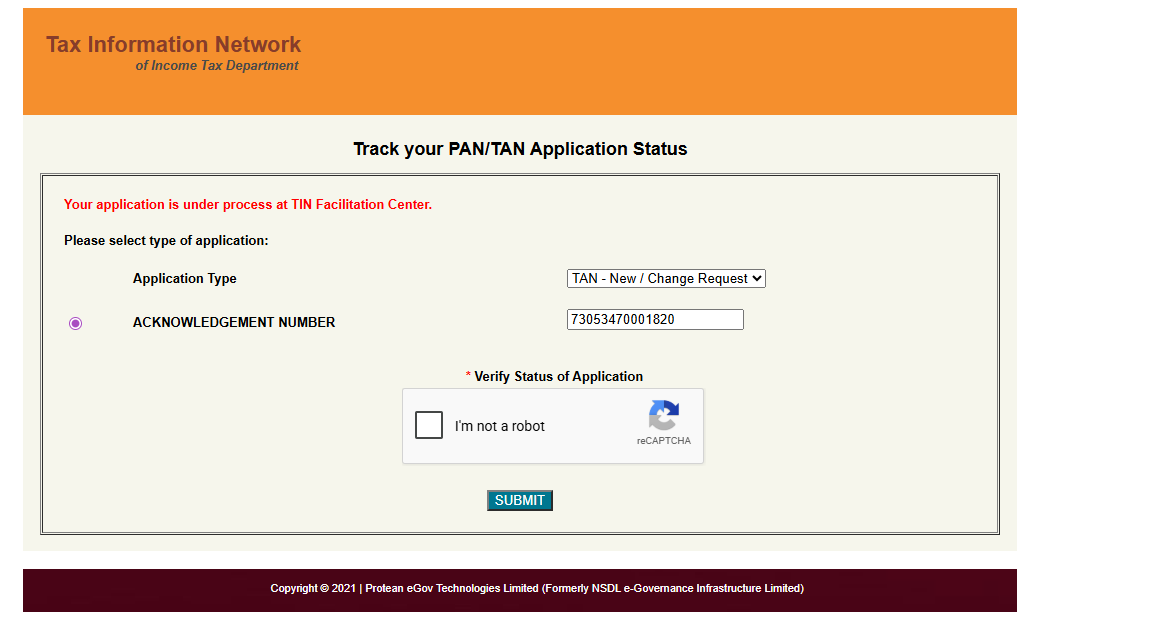 AkshSethiya's tweet photo. @ProteanEgovTech we have applied TAN more than a month back and yet to receive any update on the same application shows under processing - Ack No. 73053470001820 @IncomeTaxIndia @narendramodi @FinMinIndia https://t.co/ssaw7u8Ou4