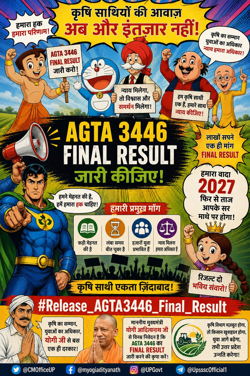 AgricultureAGTA's tweet photo. Hon’ble Yogi Adityanath Ji, please release AGTA 3446 Final Result soon. Thousands of agri students await justice. #Release_AGTA3446_Final_Result https://t.co/VjW3oxcC3T