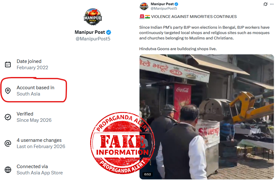 kezh99850's tweet photo. This account is spreading misinformation by using unrelated and edited clips to create panic and provoke violence in Bengal. Stay alert, verify before sharing and don't amplify fake videos or hate propaganda. Report misleading posts and rely only on trusted sources. #FakeNews https://t.co/fw3U6YOo0H