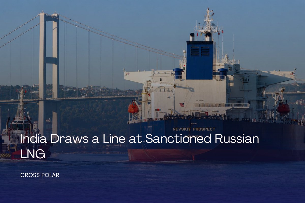cross_polar's tweet photo. India has reportedly declined Russian LNG cargoes linked to U.S. sanctions, even as Russian crude oil continues flowing into the country at large scale. One tanker, the Kunpeng, is now sitting near Singapore after failing to discharge its cargo originally intended for India. (Reuters)

The episode reveals a growing divide inside Russia’s own energy exports.

Oil has proven far easier for #Moscow to reroute through shadow shipping networks, ship-to-ship transfers and intermediary traders. LNG is different. The infrastructure is more centralized, the tankers are easier to track and the supply chains remain deeply tied to Western-controlled insurance, financing and monitoring systems. (Reuters)

New Delhi is still one of the largest buyers of Russian seaborne crude. But LNG appears to be crossing a different threshold of sanctions exposure and compliance risk.

The result is an emerging split within Eurasian energy trade itself: Russian oil continues finding buyers across alternative markets, while sanctioned Russian LNG remains significantly more constrained despite rising demand and Middle East supply disruptions.