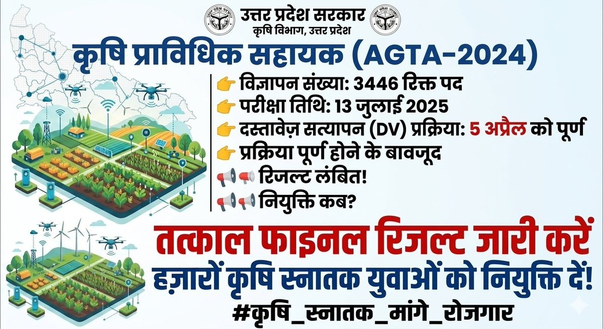 ArpitKumarPatw1's tweet photo. AGTA 3446 परिणाम जारी करो 

#UPSSSC_फाइनल_परिणाम_जारी_करो @brajeshpathakup @ChouhanShivraj @myogiadityanath @myogioffice @spshahibjp
#UPSSSC_फाइनल_परिणाम_जारी_करो https://t.co/y8KEgHF6nT