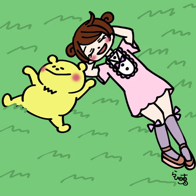 風が気持ちいい〜 #イラスト #ゆるいイラスト