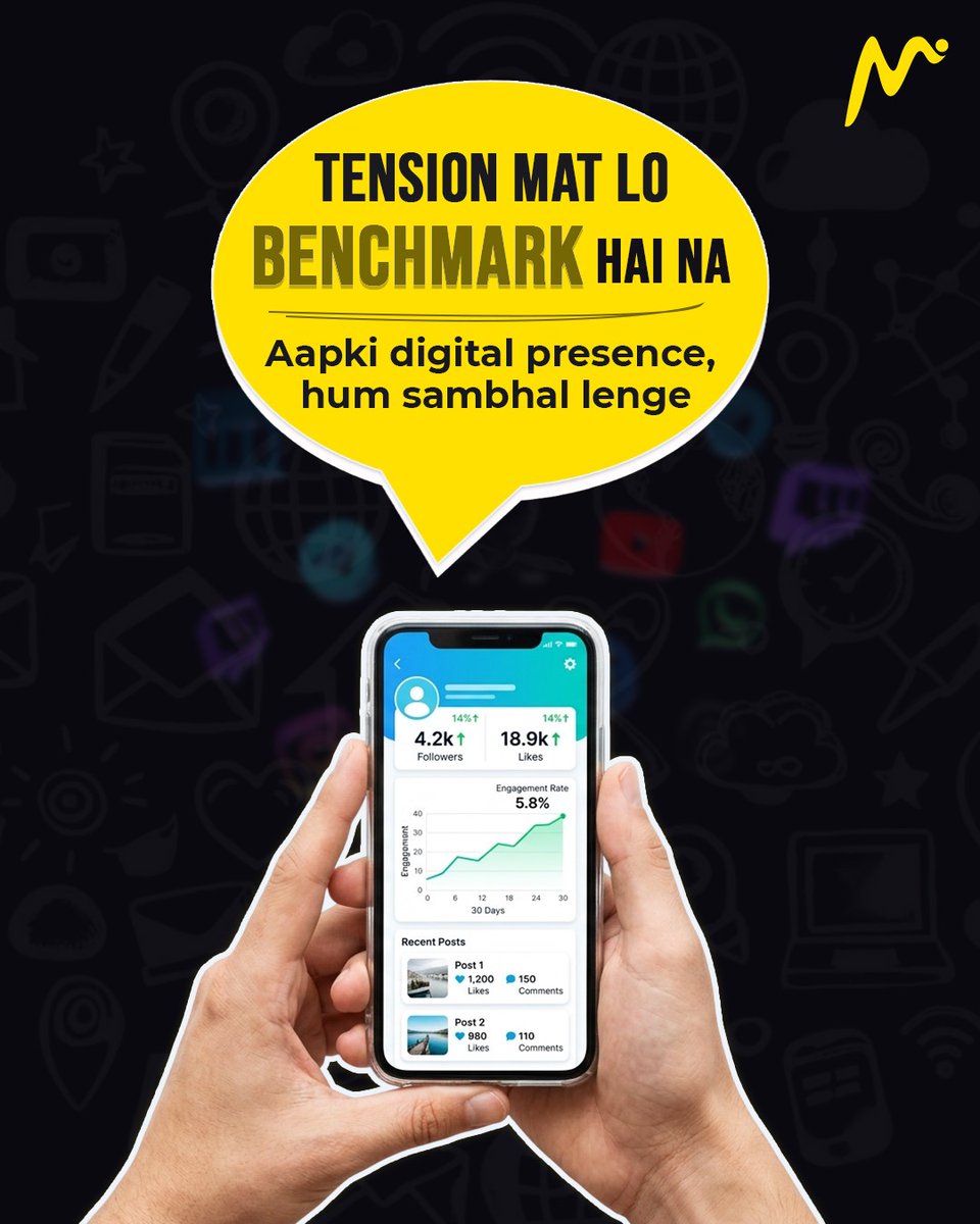 BenchmarksGroup's tweet photo. “Online presence se kya hota hai?” 👀

Aaj ke time mein, sab kuch.
Trust bhi. Reach bhi. Sales bhi.
Benchmark ke saath apne brand ki digital presence ko next level par le jao 💼🔥

DM us 📲
WhatsApp: 8819813131 https://t.co/45GNOGe5oj