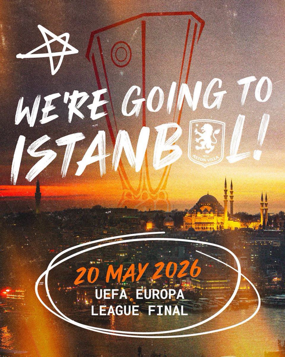 RLionsAVFC's tweet photo. 🎵 We’ve been to Rotterdam and Nottingham 
Two hundred miles from Rome 
And now we’re going to Istanbul 🇹🇷 to bring the cup back home 
To bring the cup back home 
1 2 3 4 🎵 https://t.co/tgrIBeK4Ol