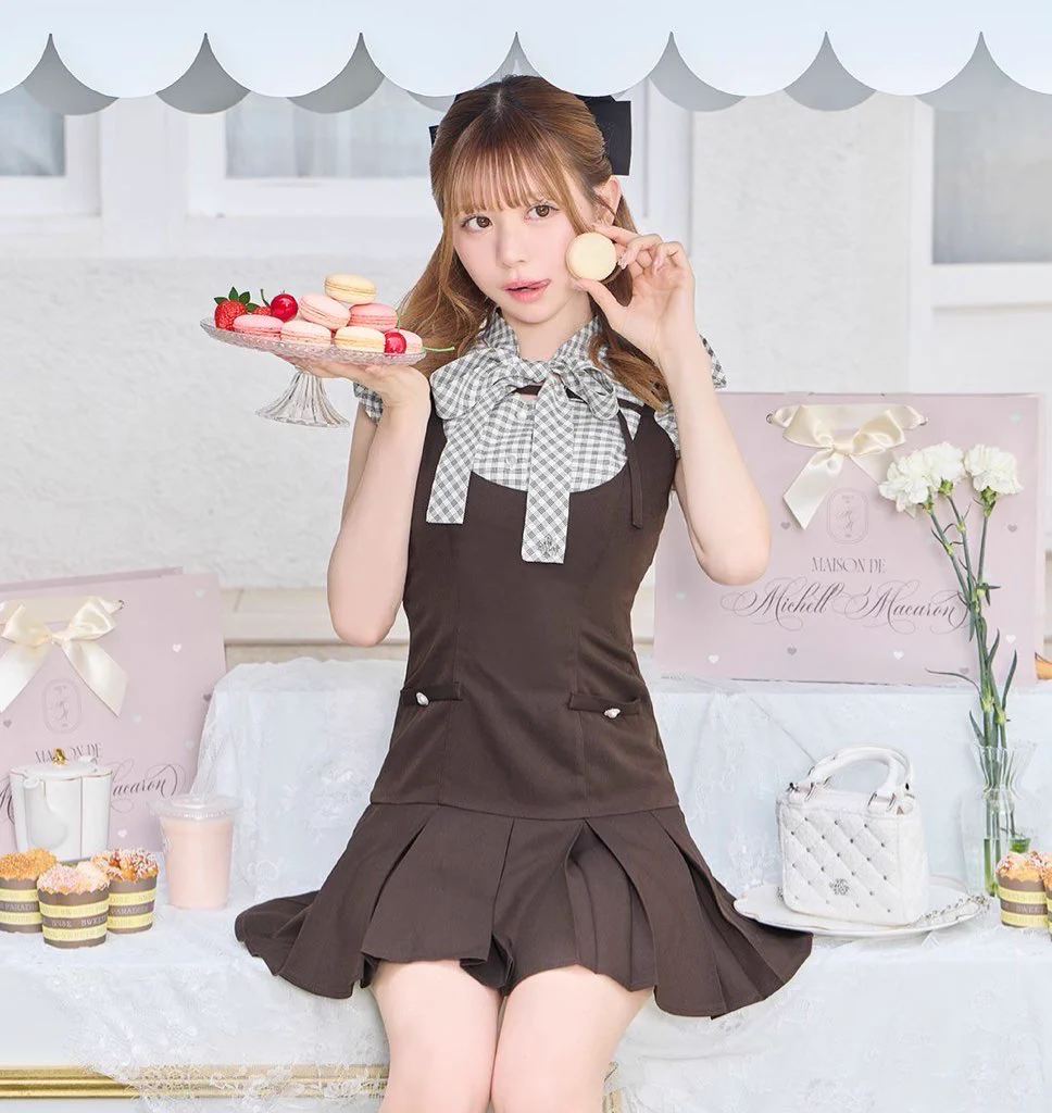 michellMacaron チェックリボンシャツジャンスカセット ブラック ミシェルマカロン♡ michellMacaron on X: 