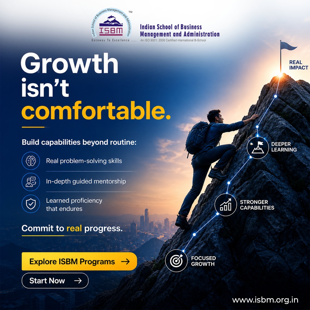 isbma's tweet photo. Growth begins where comfort ends.
Climb higher with skills, mentorship, and real-world learning at ISBM. 🚀

#ISBM #GrowthMindset #CareerGrowth #BusinessEducation #Leadership #ProfessionalDevelopment https://t.co/FSfgpGGTuV