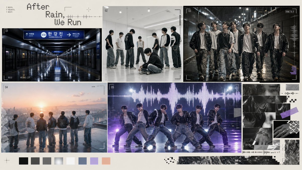 Rainy K-Pop Boy Group Moodboard