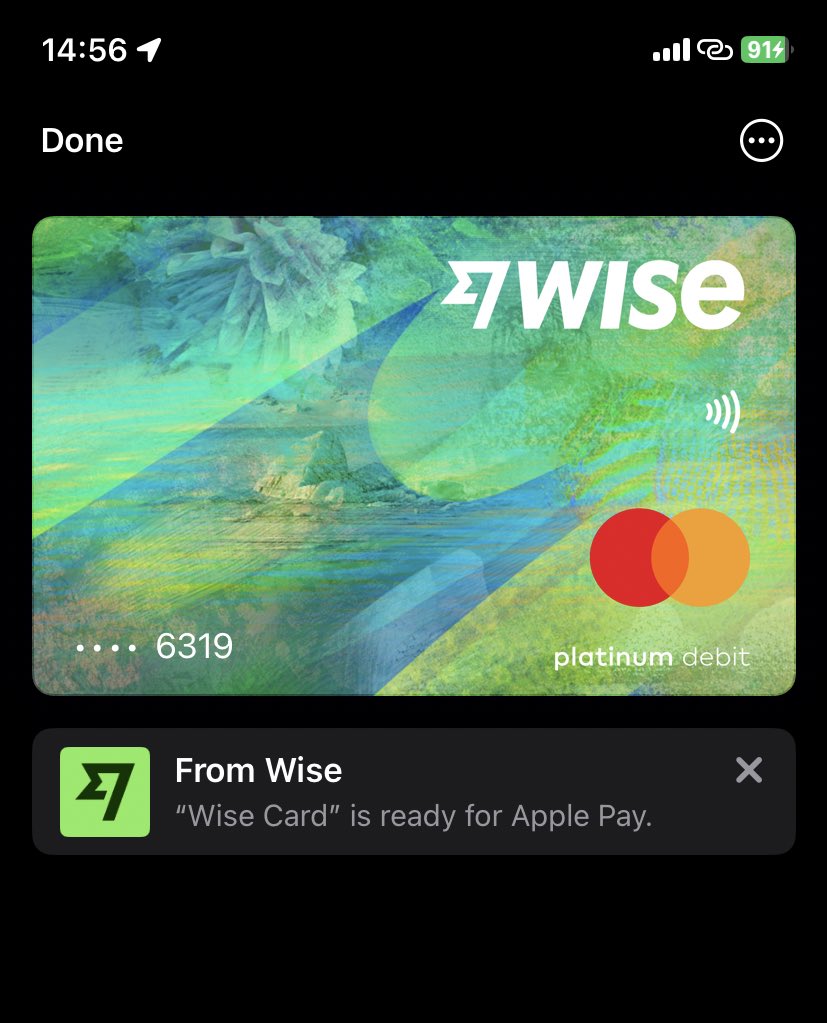 MilaiTech's tweet photo. 最新消息：日本地区的wise 已经支持绑定apple pay 了 🎉 快去试试吧 https://t.co/nMv4ZPZUHy