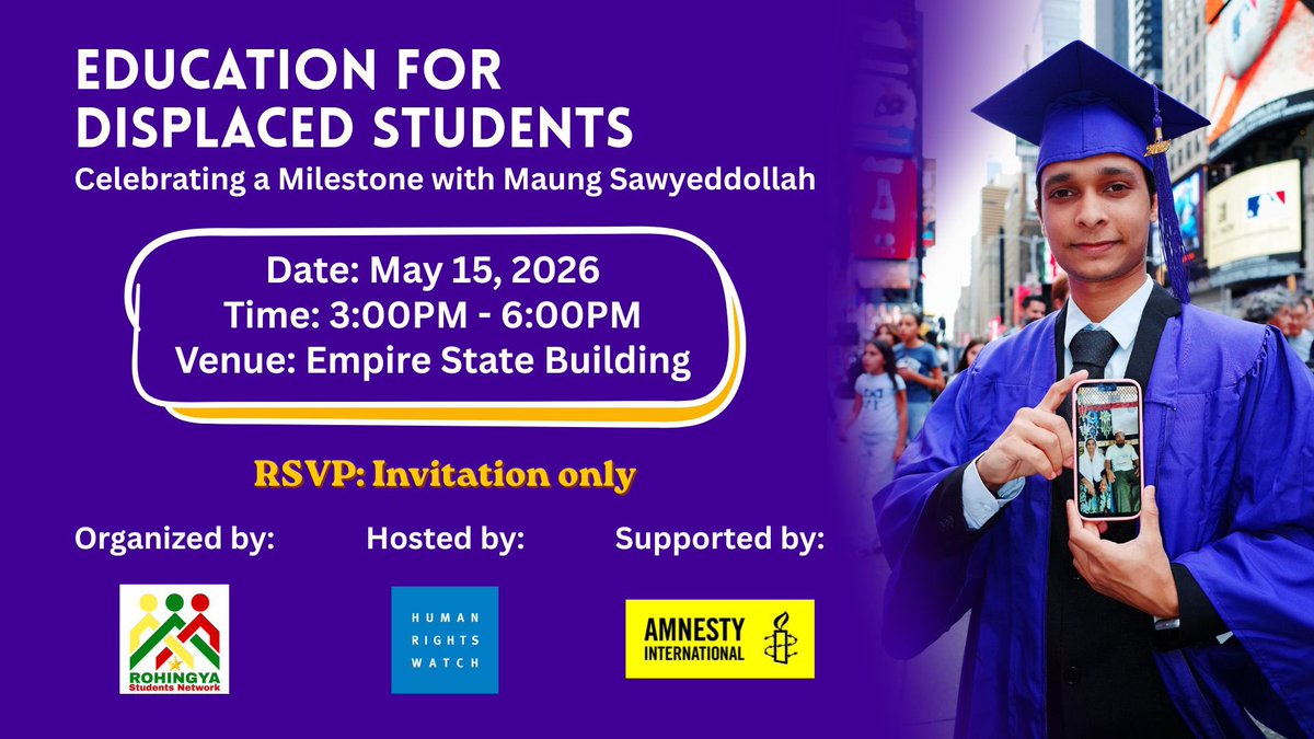 M_Sawyed's tweet photo. You are kindly invited to join us virtually.

Event date and time:
May 15, 2026, 3:00PM to 6:00PM (New York Time)
May 16, 2026, 1:00AM to 4:00AM (Bangladesh time)

If you are interested to join, please fill out this form: https://t.co/5OQMujTl2h

@NetworkRsn @hrw @amnesty https://t.co/kvPmxKaHe9