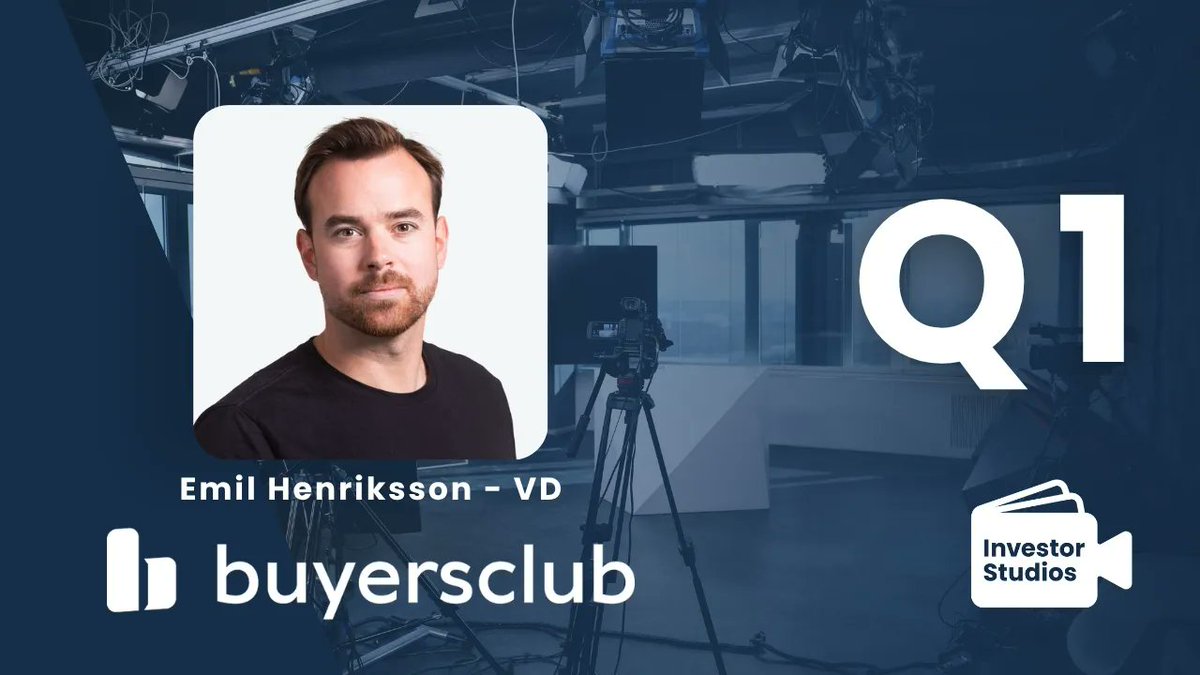 Investorstudios's tweet photo. Buyersclub publicerar sin Q1-rapport! 

E-handelsbolagets VD Emil Henriksson intervjuades om kvartalet och om bolagets utveckling inom AI.

Se intervjun här: https://t.co/yZ8jUaynLO

#Finanstwitter #PrataPengar #fintwitt https://t.co/qyB3KPsOHi
