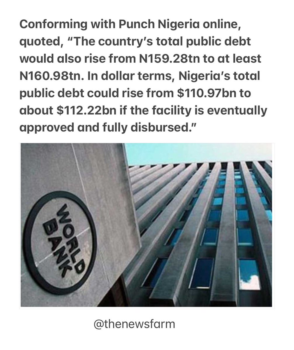 TheNewsFarm's tweet photo. FG, World Bank in talks over second-largest $1.25bn loan. Read more on https://t.co/S27YicGq6W
#mobilepunch #Nigeriastories #instablog9ja https://t.co/Qm9HDSlYmK