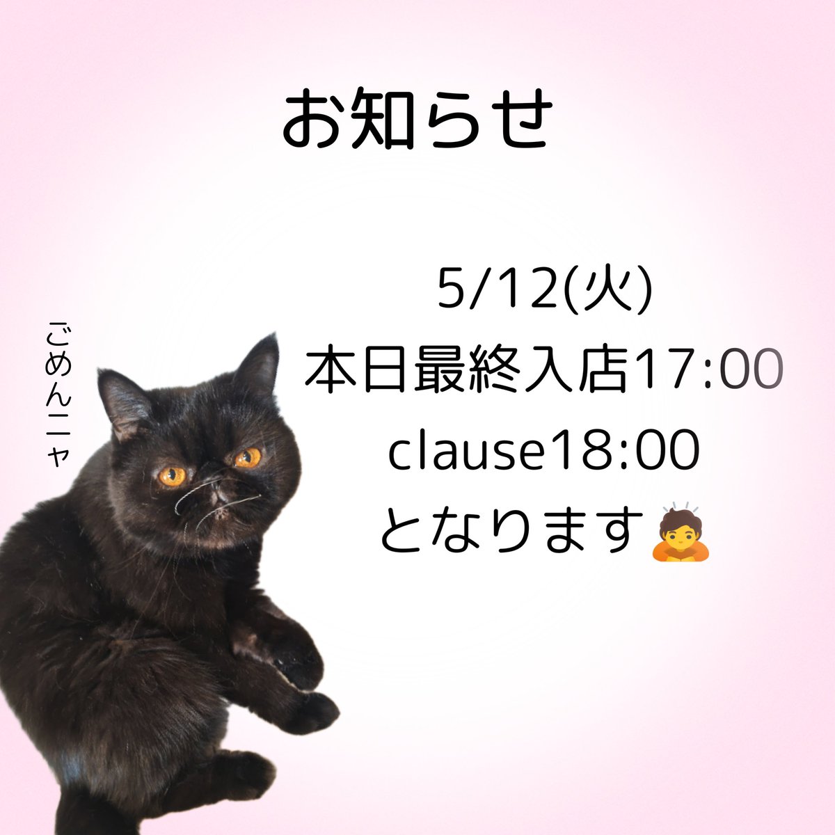 7/20.21 にゃんコロ様 猫Cafeごろにゃんです😺 本日時短営業となります🙇💦 ご迷惑をお掛けし