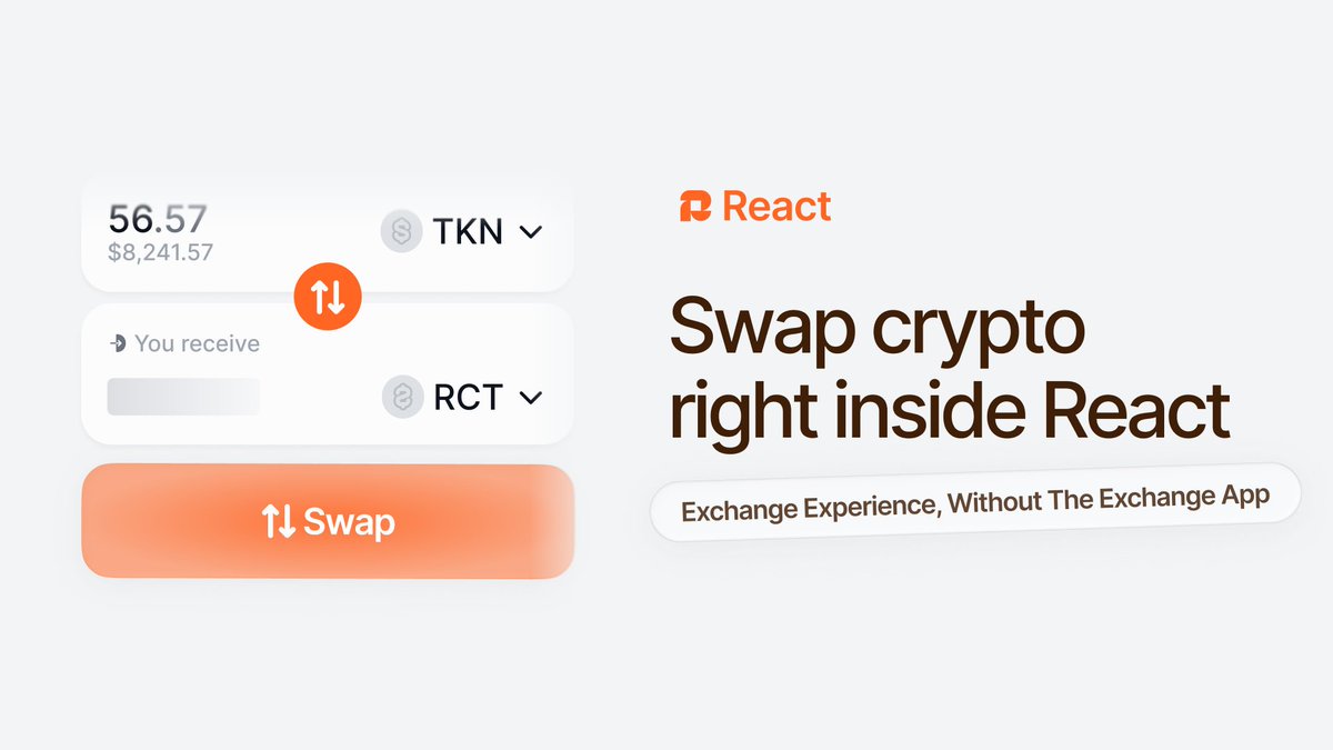 ReactWallet's tweet photo. Jumping between wallets just to make a swap?

With React, you can swap inside the app - no extra exchange app, no bouncing between platforms, no breaking your flow.

It’s the exchange experience, built right into your wallet.

Swap where your assets already are. https://t.co/c1IAsbFgqY