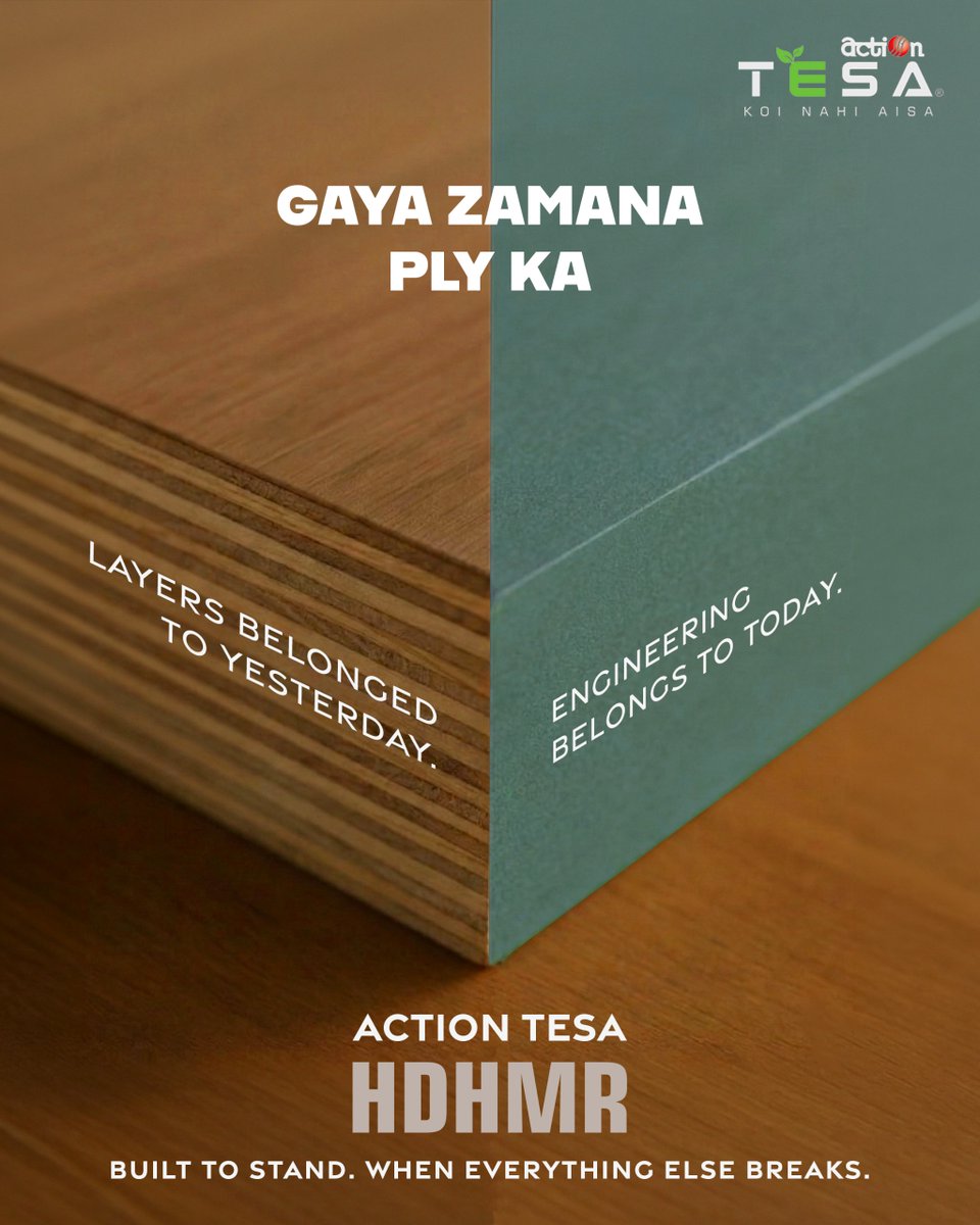 action_tesa's tweet photo. Gaya zamana ply ka.
Ab waqt hai smarter, stronger choice ka.

Action TESA HDHMR delivers where ordinary ply falls short.

When better exists… why settle?
Choose Action TESA HDHMR. Build stronger, build smarter.

#ActionTESA #KOINAHIAISA #HDHMR #gayazamanaplyka #SmartChoices https://t.co/d2uuNUl1a2